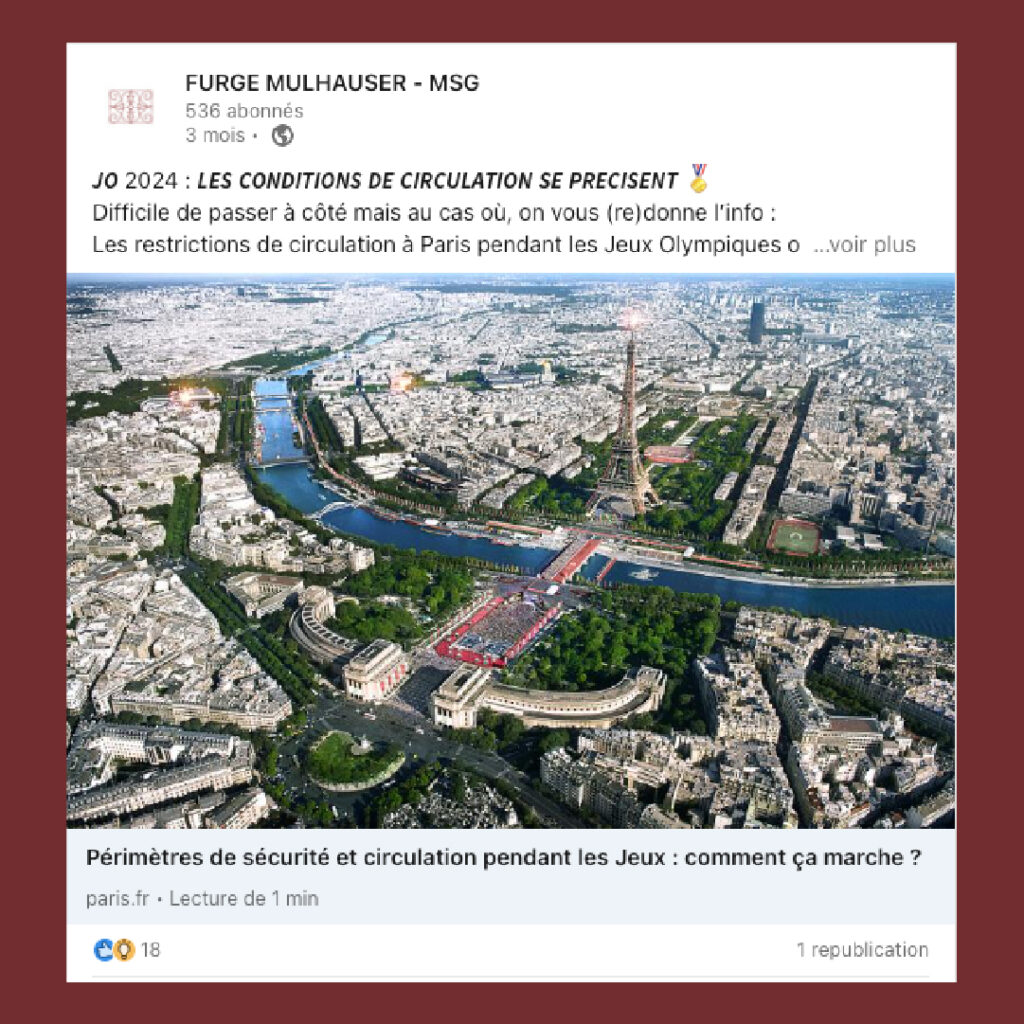 Conditions de circulation pendant les JO de Paris 2024 - Cabinet Furgé Mulhauser MSG